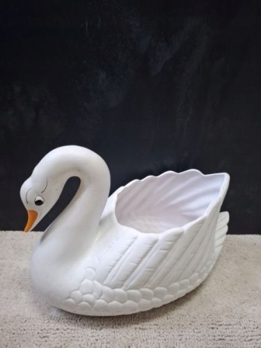 Figurka ceramiczna Łabędź / Donica Osłonka Ceramiczna Biała 30 cm x 45 cm