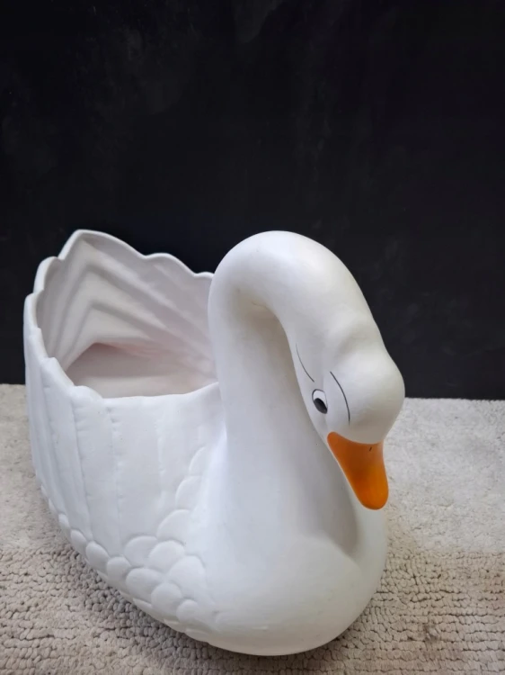 Figurka ceramiczna Łabędź / Donica Osłonka Ceramiczna Biała 30 cm x 45 cm