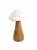 Grzybek Ceramiczny LED z Drewnianą Nóżką Biały Dekoracja 20cm
