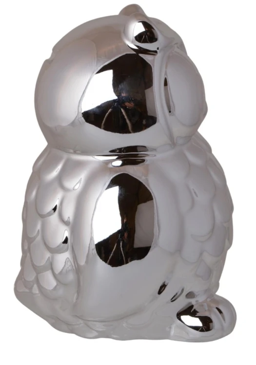 Skarbonka sowa srebrna ceramiczna 14 cm