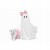 Duszek ceramiczny z pieskiem i różową kokardką – dekoracja na Halloween