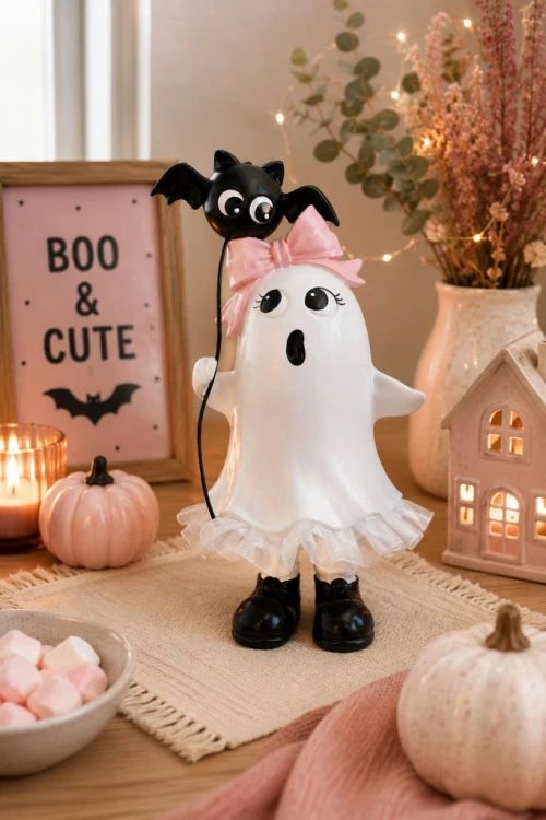 DUSZEK CERAMICZNY Z NIETOPERZEM NA BALONIE 27,5 cm – Dekoracja Halloween