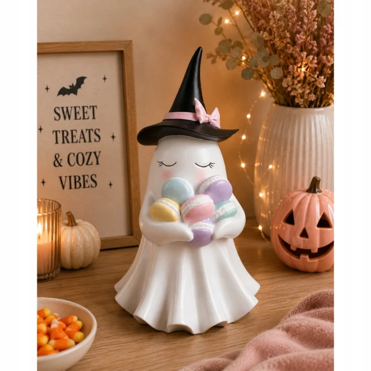 DUSZEK CERAMICZNY Z CZARODZIEJSKIM KAPELUSZEM I MAKARONIKAMI Halloween
