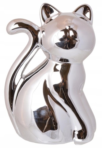 Skarbonka Ceramiczna Kotek Srebrna 24 cm