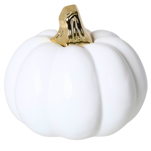 Elegancka ceramiczna dynia biało-złota 16x16x13,3 cm na Halloween