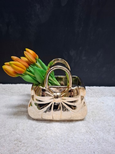 Tulipany Sztuczne 27 cm Pomarańczowo-Żółte – Kwiaty Dekoracyjne