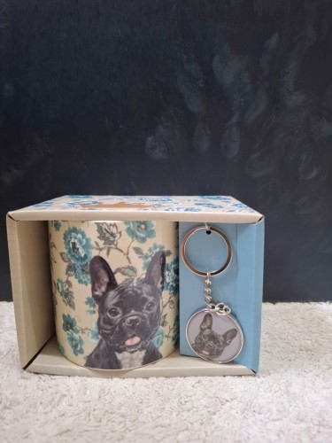 Kubek ceramiczny z brelokiem – Buldog Francuski