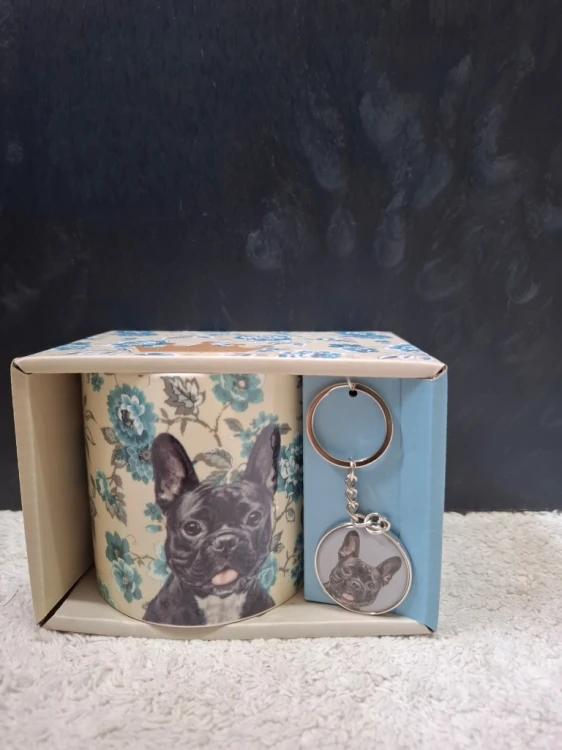 Kubek ceramiczny z brelokiem – Buldog Francuski