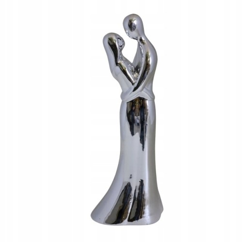 Figurka Ceramiczna Para Zakochanych Srebrna 33 cm Nowoczesna Dekoracja
