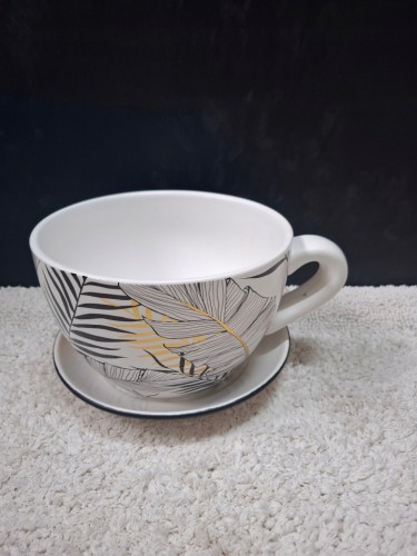 DONICZKA CERAMICZNA FILIŻANKA Z PODSTAWKĄ 19 × 14 CM
