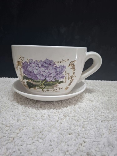 DONICZKA CERAMICZNA FILIŻANKA Z PODSTAWKĄ 25 × 16 CM