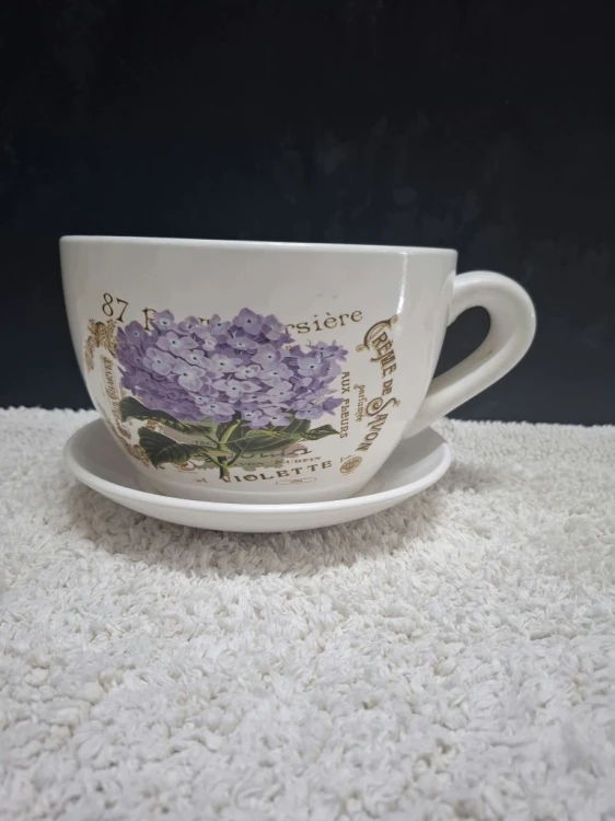 DONICZKA CERAMICZNA FILIŻANKA Z PODSTAWKĄ 25 × 16 CM