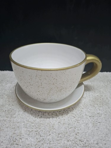 DONICZKA CERAMICZNA FILIŻANKA Z PODSTAWKĄ 25 × 16 CM – OSŁONKA NA KWIATY
