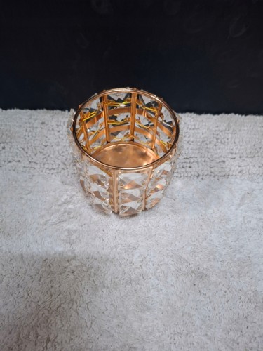 Świecznik dekoracyjny złoty z kryształkami 9x8 cm ozdoba do domu