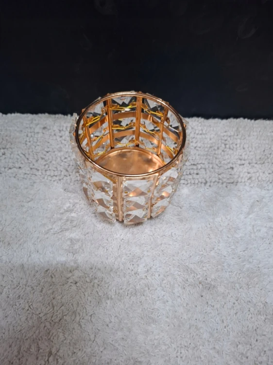 Świecznik dekoracyjny złoty z kryształkami 9x8 cm ozdoba do domu