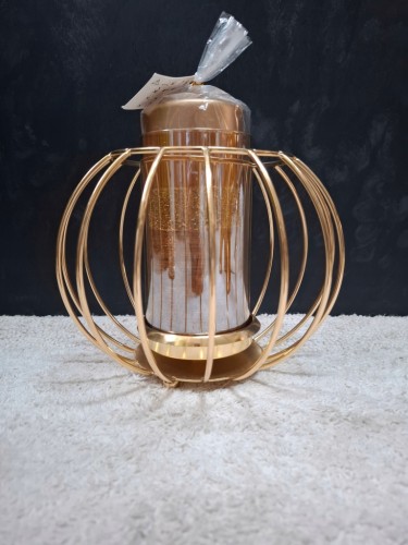 Świecznik dekoracyjny złoty z kloszem 16 x 13 cm – nowoczesny lampion