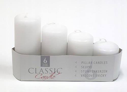 Świeca słupek biała parafinowa Bartek Candles 4 szt.