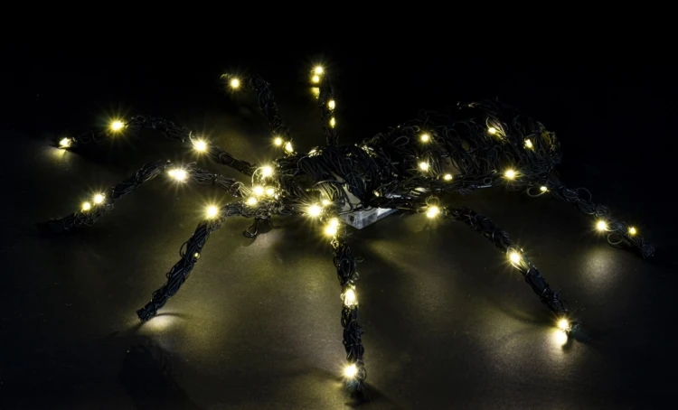 DEKORACJA HALLOWEEN PAJĄK LED CZARNY 7 × 49 × 56 CM