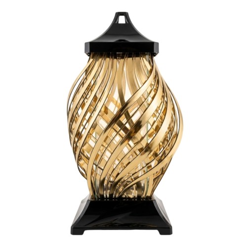 Znicz Szklany Złoto-Czarny 40 cm – Skręcany, Elegancki Lampion Nagrobny