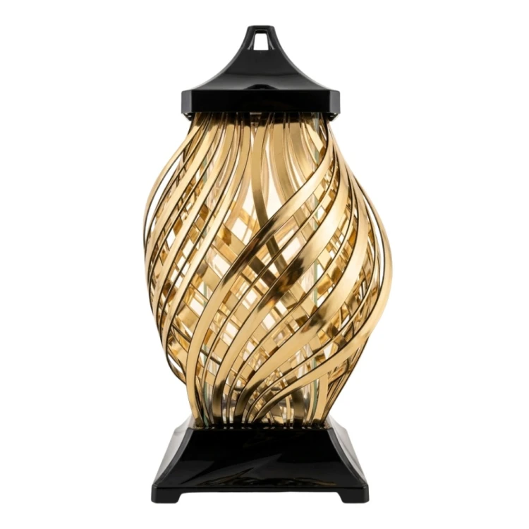 Znicz Szklany Złoto-Czarny 40 cm – Skręcany, Elegancki Lampion Nagrobny