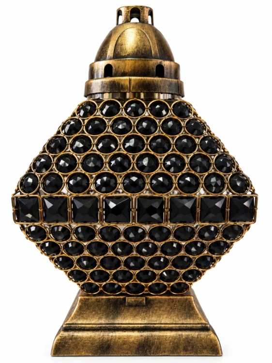 Znicz Diamond Czarny 36 cm – elegancki znicz nagrobny z kryształkami