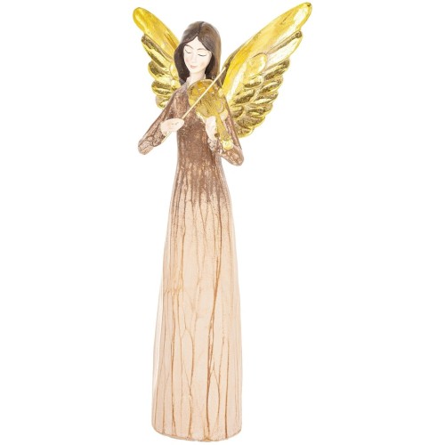 Anioł różowo-złoty ze skrzypcami 34 cm – elegancka figurka świąteczna