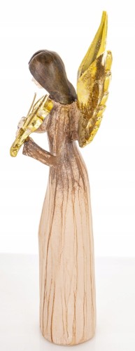 Anioł różowo-złoty ze skrzypcami 34 cm – elegancka figurka świąteczna