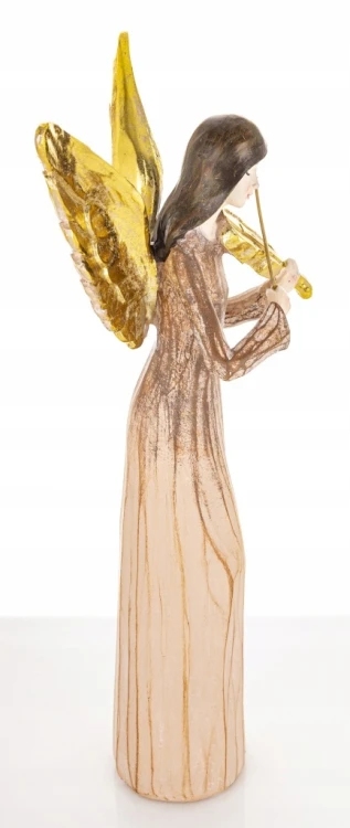 Anioł różowo-złoty ze skrzypcami 34 cm – elegancka figurka świąteczna