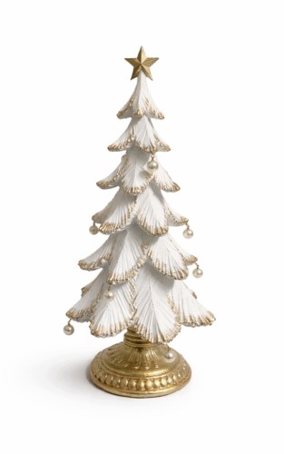 CHOINKA BIAŁO-ZŁOTA DUŻA 36,5 CM – ELEGANCKA DEKORACJA ŚWIĄTECZNA