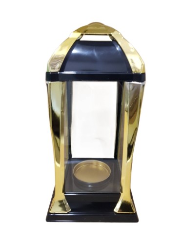LAMPION K-21 G ZŁOTY 31 CM – ZNICZ SZKLANY, DEKORACJA NAGROBNA
