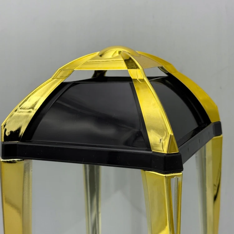LAMPION K-21 G ZŁOTY 31 CM – ZNICZ SZKLANY, DEKORACJA NAGROBNA