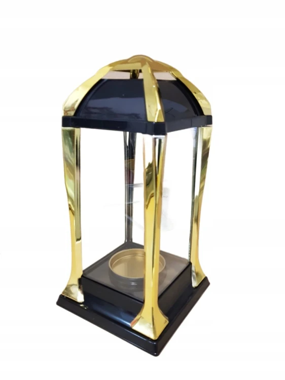 LAMPION K-21 G ZŁOTY 31 CM – ZNICZ SZKLANY, DEKORACJA NAGROBNA