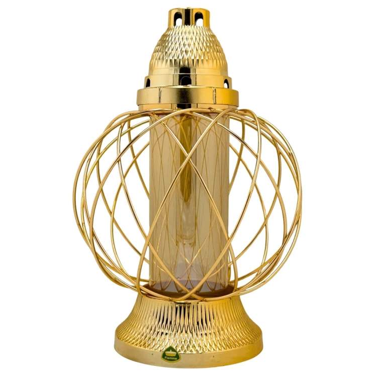 ZNICZ SZKLANY ZŁOTY 33 CM – ELEGANCKI LAMPION NA CMENTARZ