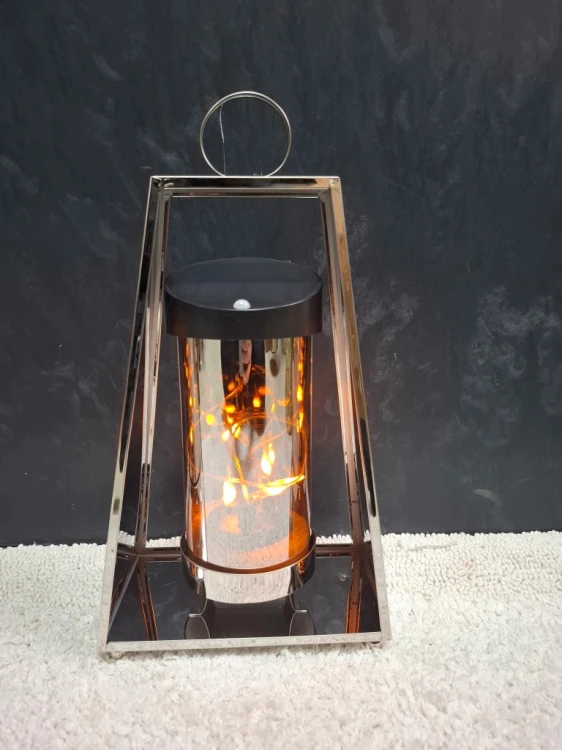 ZNICZ SOLARNY LED SREBRNY 34 CM – NA CMENTARZ, SZKLANA TUBA, CZUJNIK RUCHU