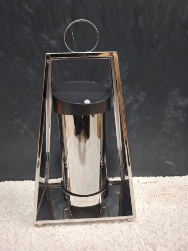 ZNICZ SOLARNY LED SREBRNY 34 CM – NA CMENTARZ, SZKLANA TUBA, CZUJNIK RUCHU
