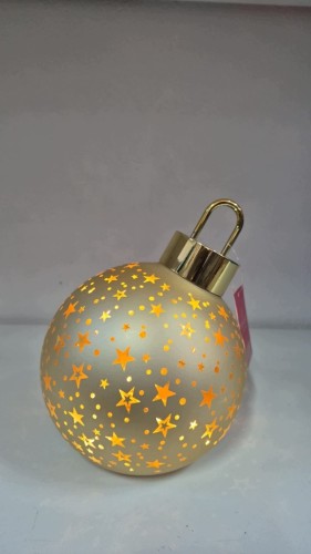 Bombka LED Złota Kula 15 cm Gwiazdki Świąteczna Dekoracja Szklana