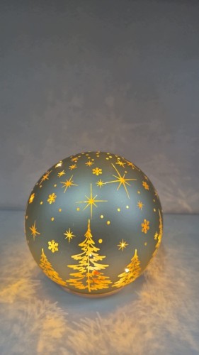 Kula LED Złota 15 cm Szklana Ozdoba Świąteczna Choinki Gwiazdki Śnieżynki