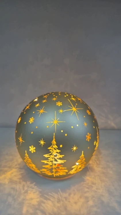 Kula LED Złota 15 cm Szklana Ozdoba Świąteczna Choinki Gwiazdki Śnieżynki