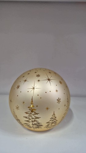 Kula LED Złota 15 cm Szklana Ozdoba Świąteczna Choinki Gwiazdki Śnieżynki