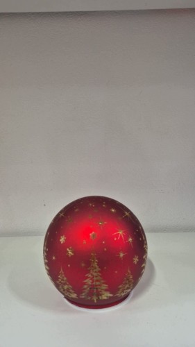 Kula LED Czerwona 11 cm Szklana Świąteczna Choinki Gwiazdki
