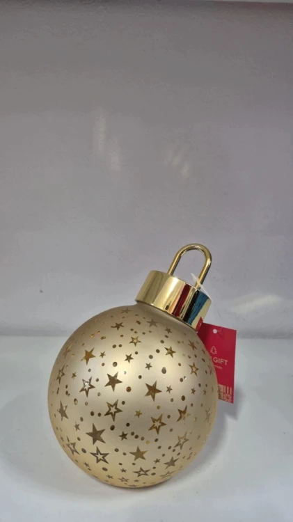 Bombka LED Złota 11 cm Kula Świecąca w Gwiazdki Dekoracja Świąteczna