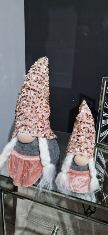 Mikołaj Gnom Skrzat Krasnal szaro - różowy 33 cm ŚWIĘTA