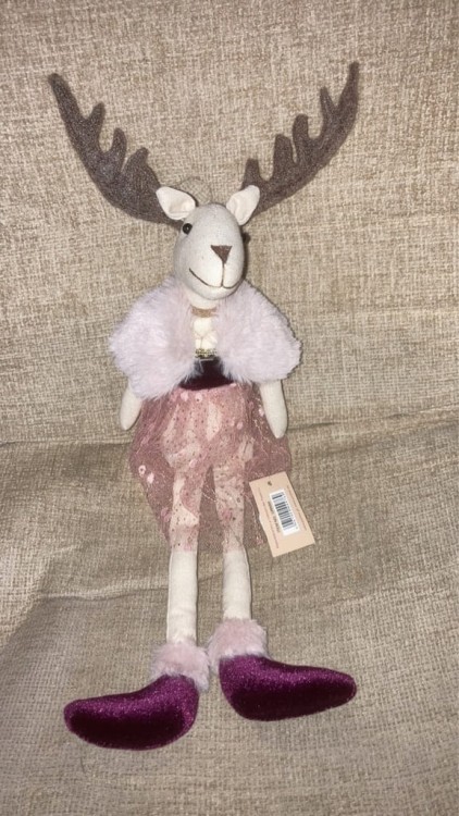 Pani Renifer pluszowy elegancka dekoracja Święta 45 cm