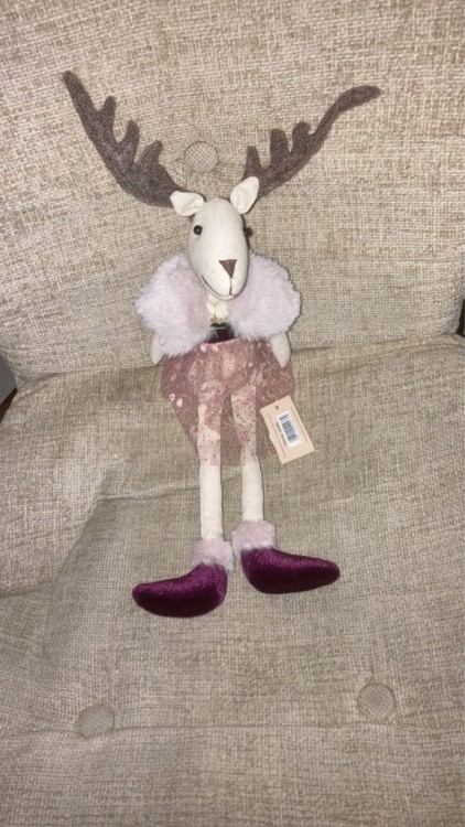 Pani Renifer pluszowy elegancka dekoracja Święta 45 cm