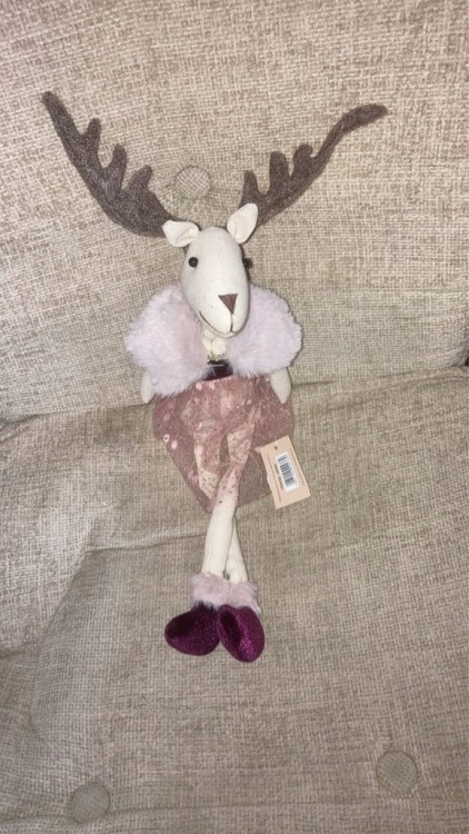 Pani Renifer pluszowy elegancka dekoracja Święta 45 cm