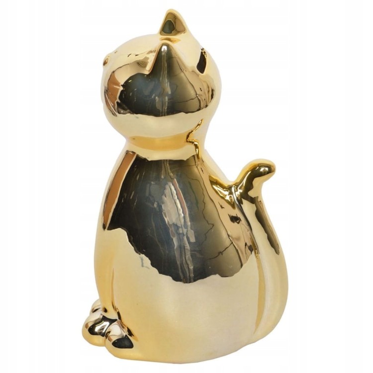 Skarbonka ceramiczna złoty Kot mały 18 cm upominek dekoracja prezent