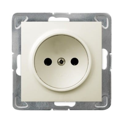 Gniazdo elektryczne ścienne Ospel GP-1Y/m/27 kremowe