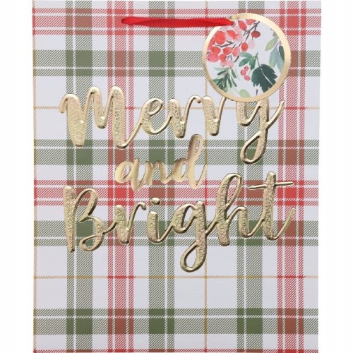 Duża torba prezentowa 3 różne wzory Merry and Bright 30 x 40 cm ŚWIĘTA