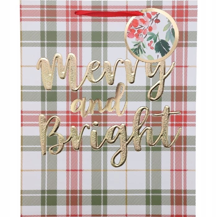 Duża torba prezentowa 3 różne wzory Merry and Bright 30 x 40 cm ŚWIĘTA