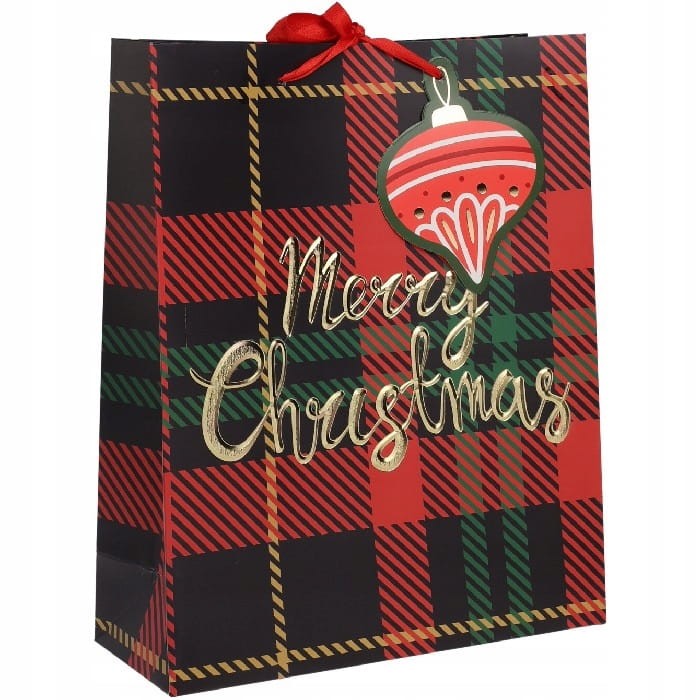 Duża torba prezentowa 3 różne wzory Merry and Bright 30 x 40 cm ŚWIĘTA